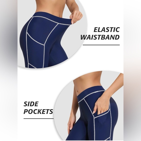 ATTRACO swim pants with side pockets, Navy with white stitching, Size XL - Picture 3 of 12